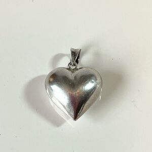 Sterling Silver 925 Puffy Heart Necklace Pendant